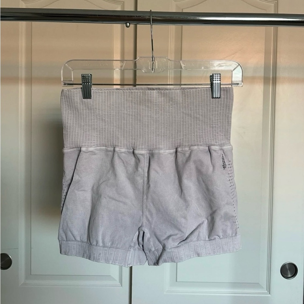 Free People Movement Good Karma Shorts Heather Gray Acid Wash Size M/L EUC